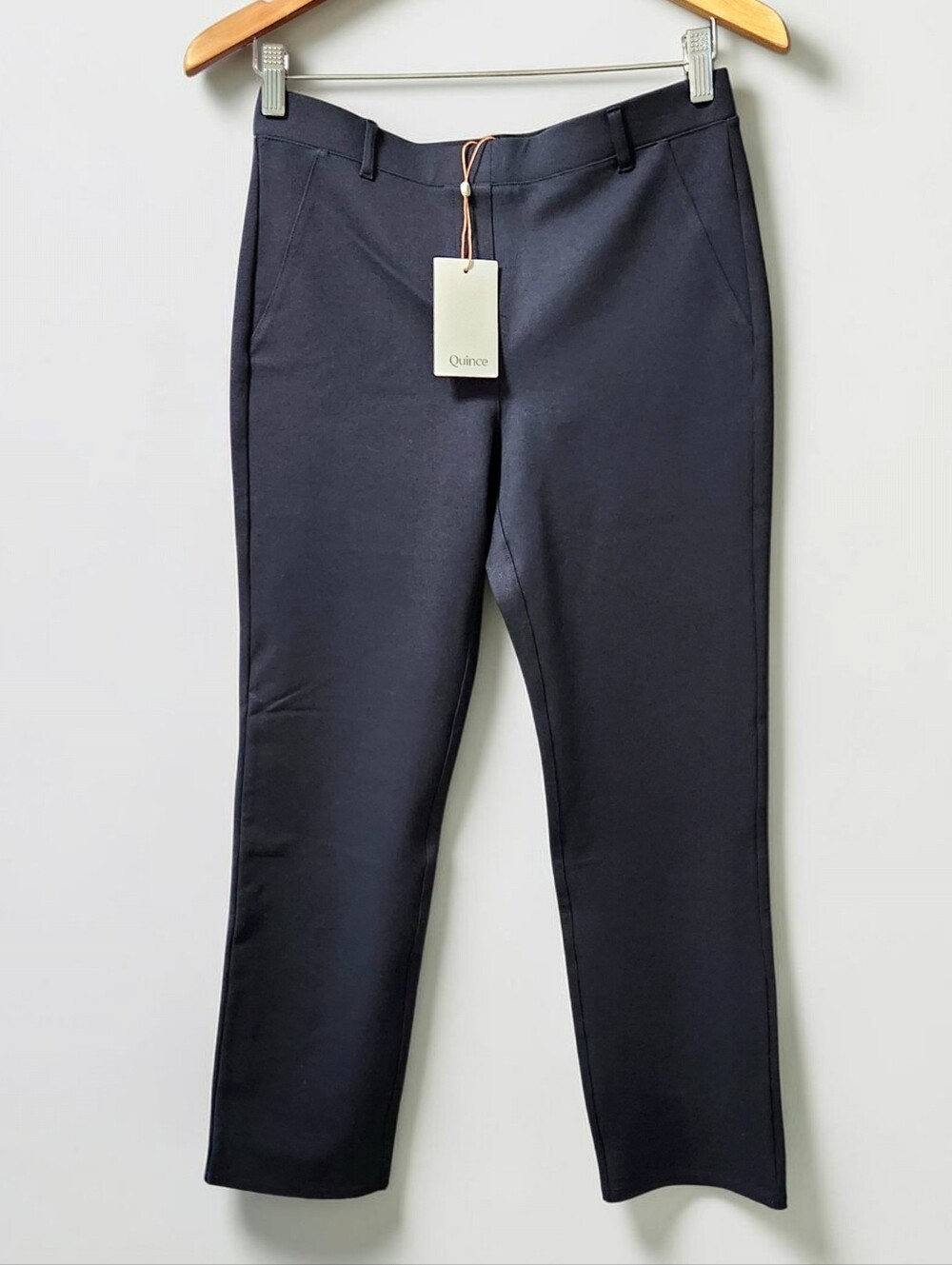 Quince Ultra Stretch Ponte Straight Leg Pant Navy Womens M 30x29 Minimalist